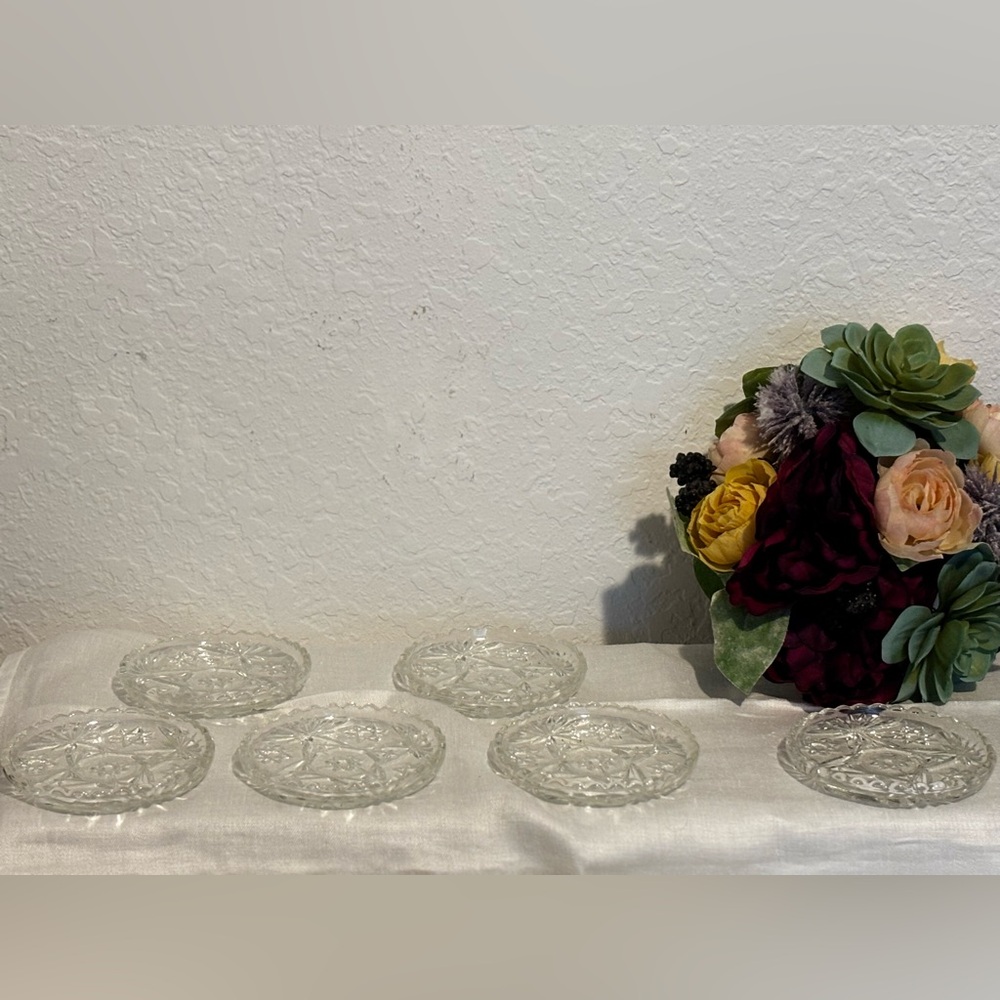 Set 6 vintage Anchor Hocking Prescut coasters likely from 1960s.  Star of David